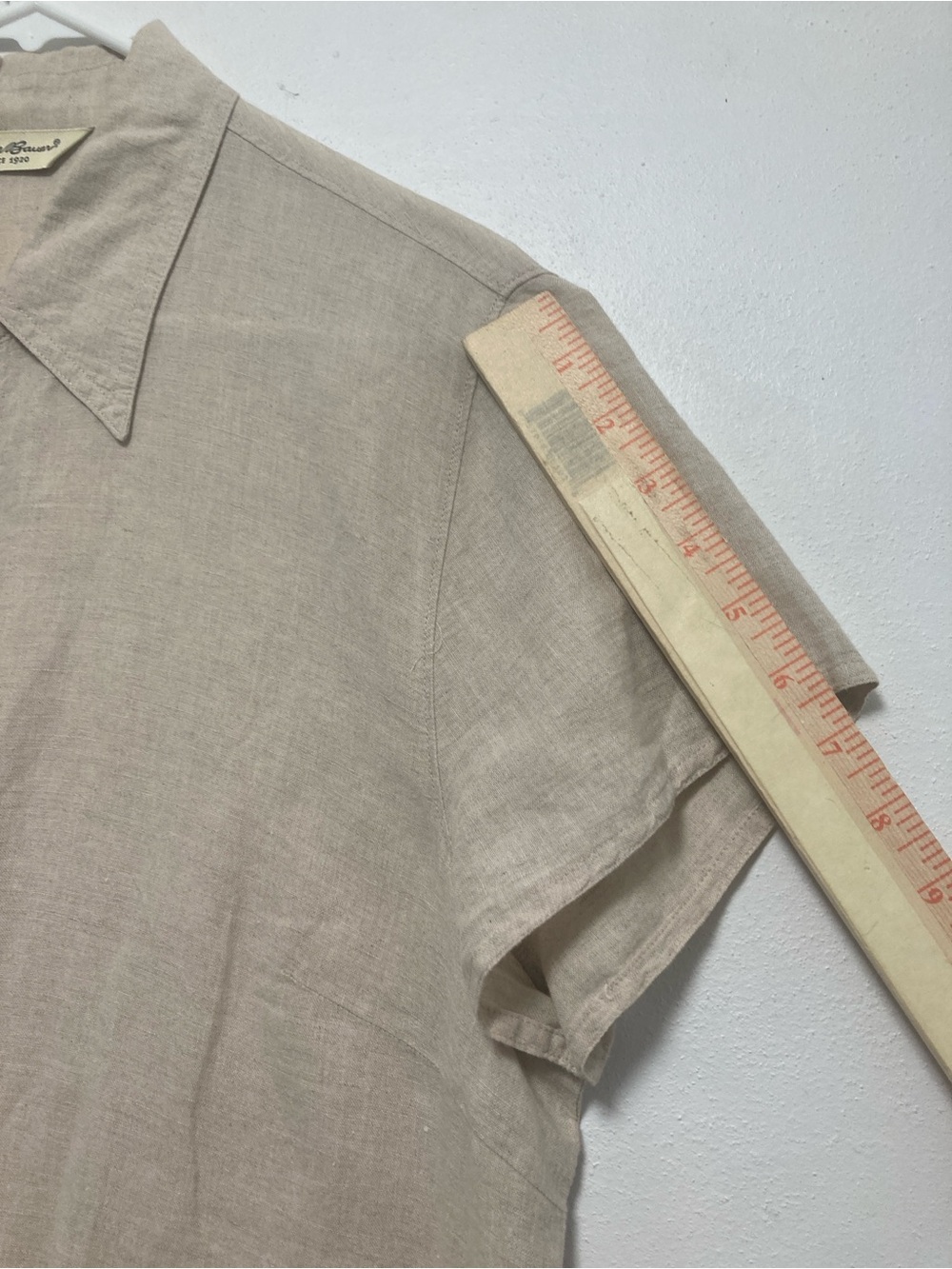Eddie Bauer Vintage Linen Blend Short Sleeve Button Up Shirt Beige Size L Women' - Picture 5 of 16